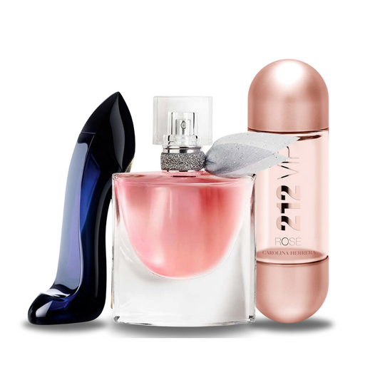 Combinatie van 3 geuren GOOD GIRL, LA VIE EST BELLE and 212 VIP ROSÉ 100 ml